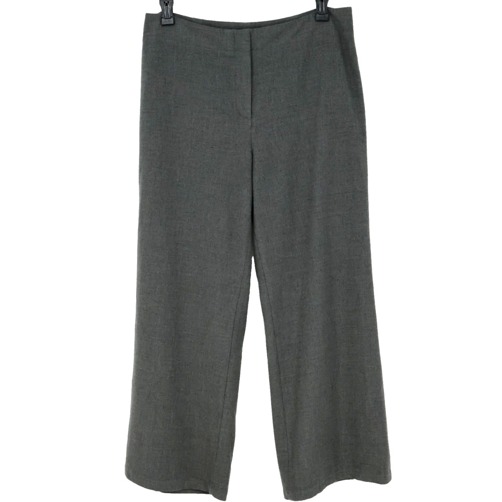 Talbots Dress Pants Womens 14 Gray Heritage Wide Leg Wool Blend Career Preppy